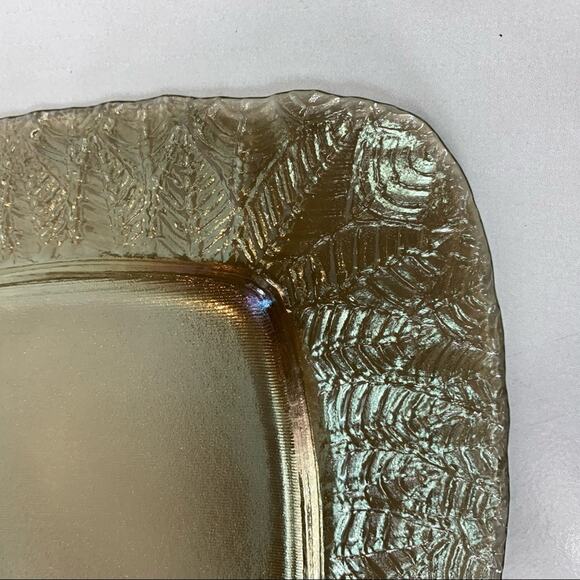 Leaf Textured Plate  Iridescent 8" Square - Picture 3 of 4